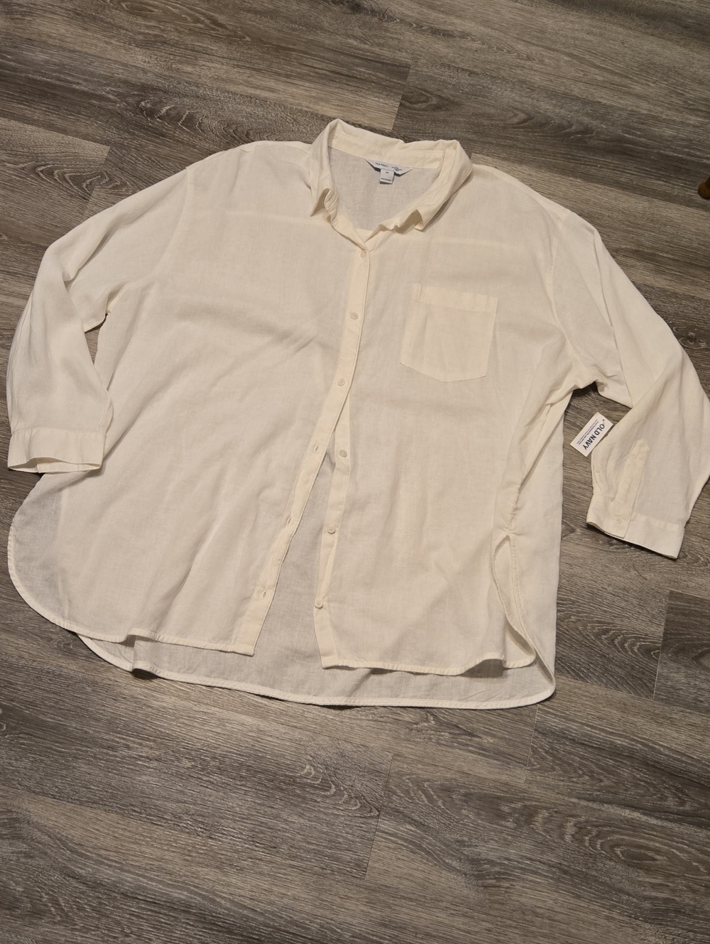 NWT Old Navy Linen Blend White Button Front Shirt Size 2XL
